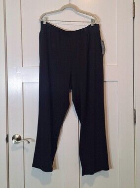 Woman Within 2XP Pull On Pants Black Elastic Waist Front Pockets Stretch New